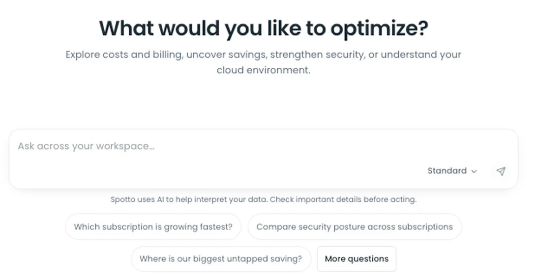 Ask Spotto in the Spotto portal, ready for a question about the client's Azure estate